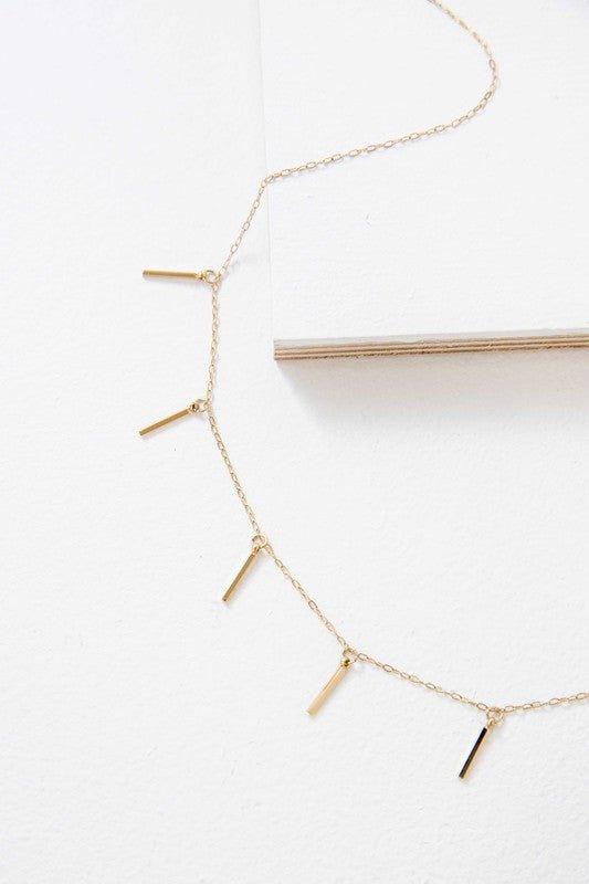 Bar Tassel Drop Necklace Gold
