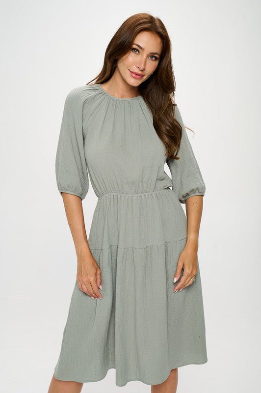 Cotton Tiered Midi Dress