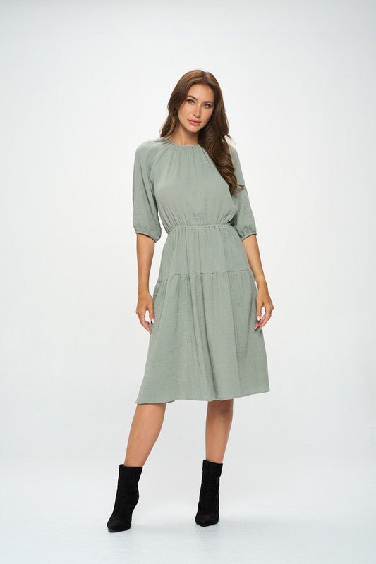 Cotton Tiered Midi Dress