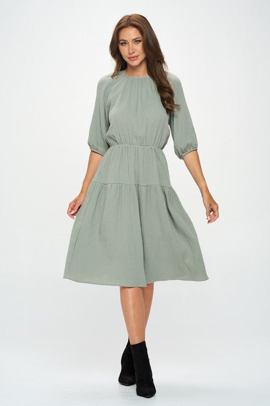 Cotton Tiered Midi Dress