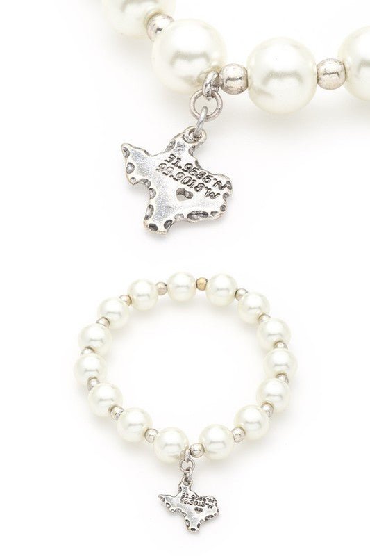 Texas Map Charm Pearl Stretch Bracelet