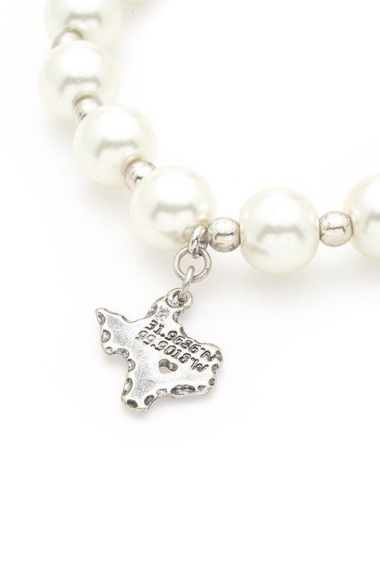 Texas Map Charm Pearl Stretch Bracelet