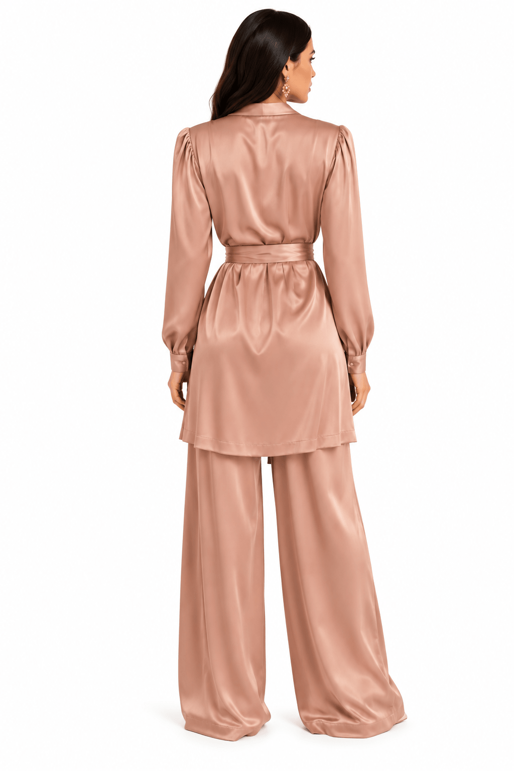 Satin Wrap Blouse & Pant Set