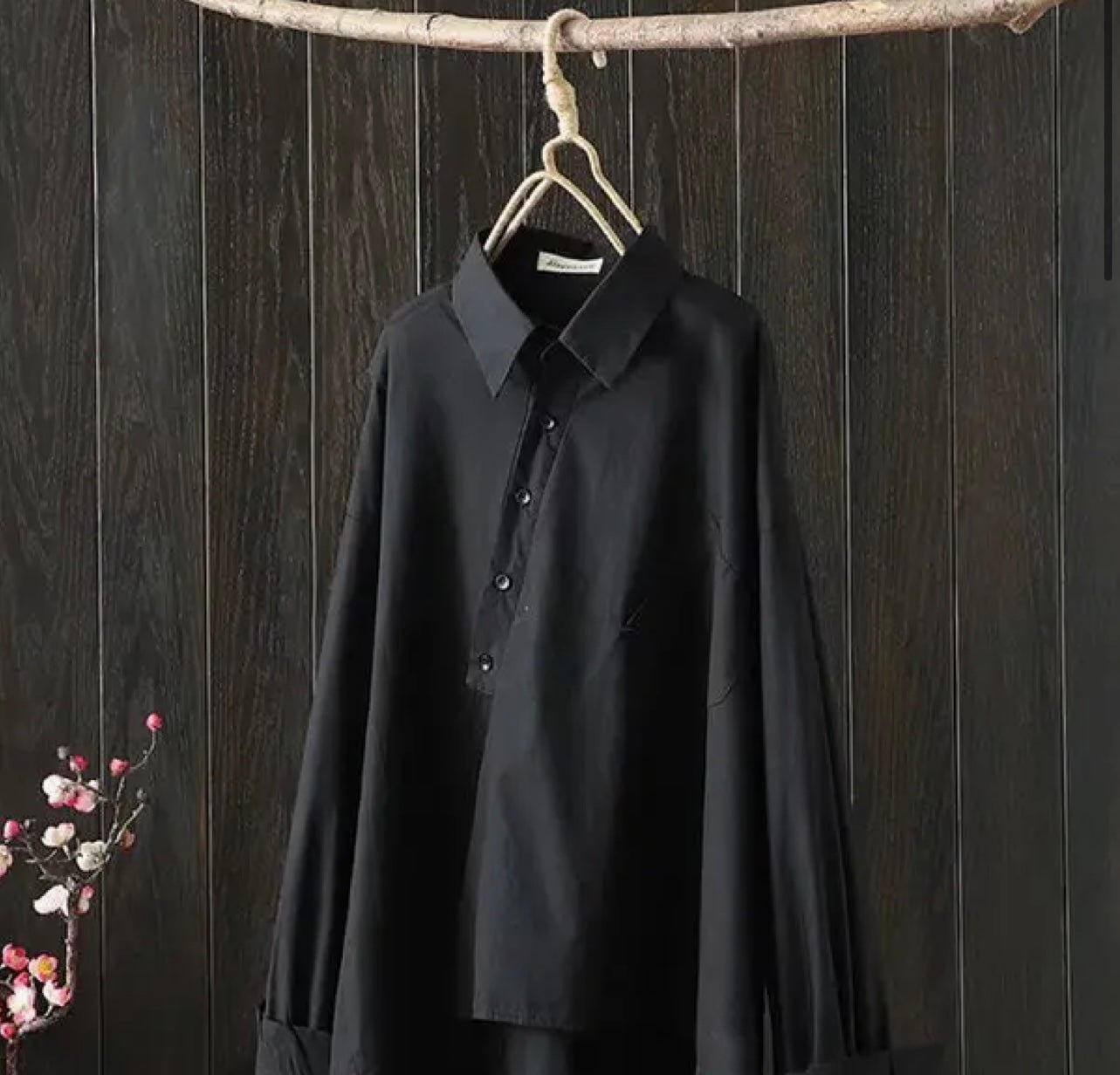 Urban Loose Black White Long Sleeves Irregular Blouse