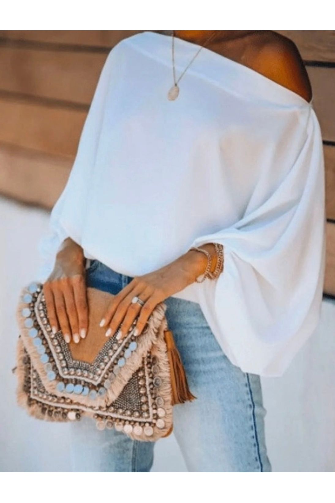 Simple Loose Color Puff Sleeves T-Shirt