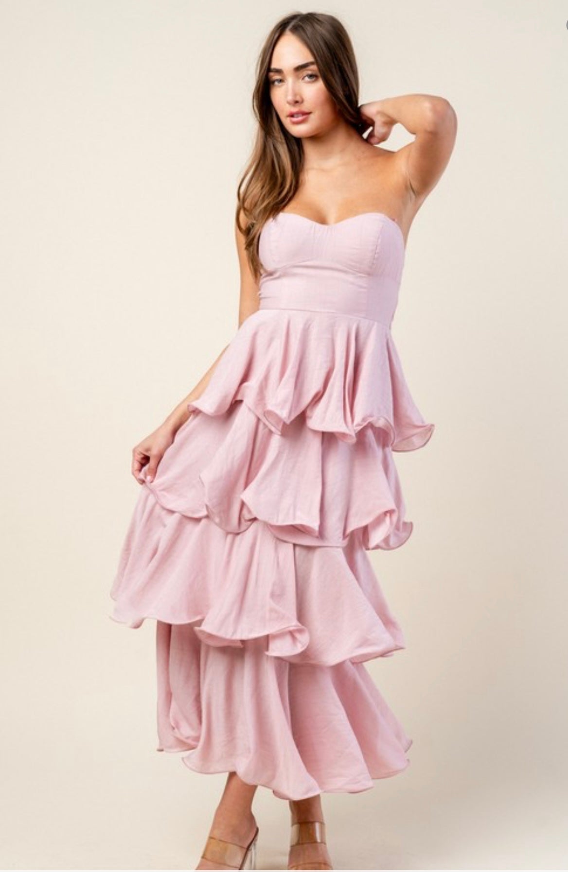 Poly Crepon Ruffle Tiered