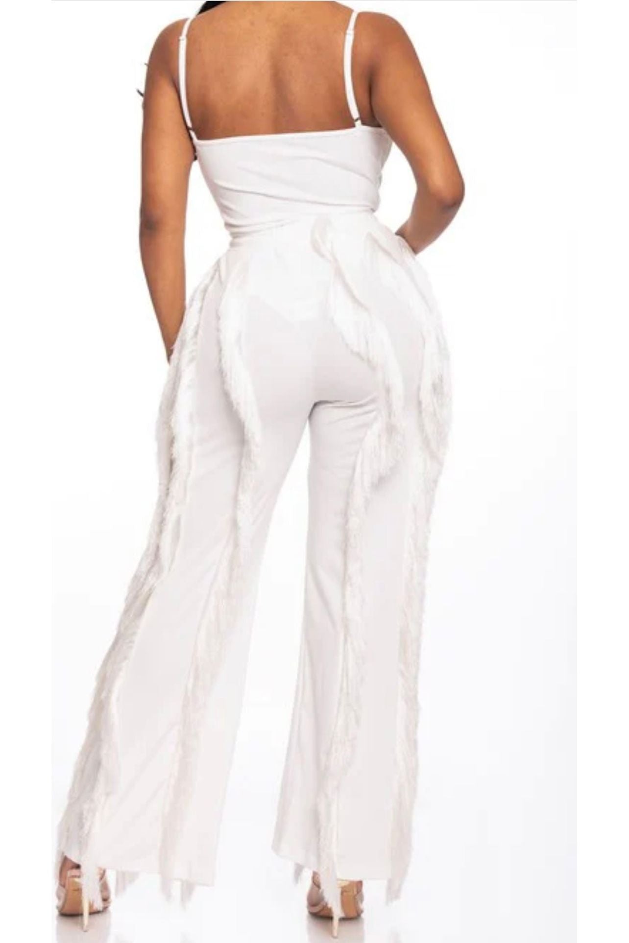 Satin Fringe Satin Jogger Pant