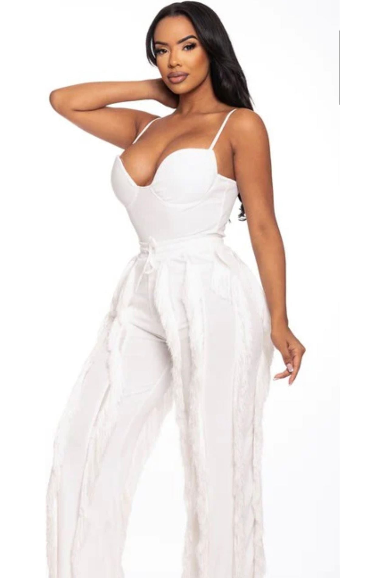 Satin Fringe Satin Jogger Pant
