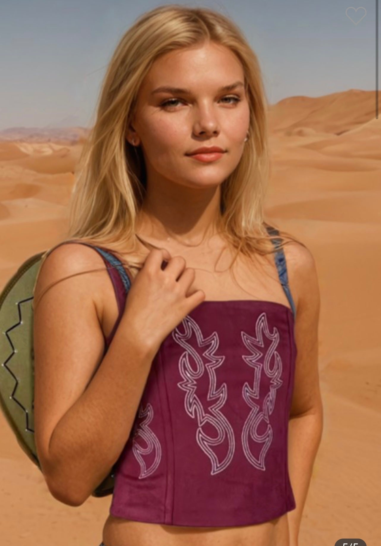 Embroidered Suede Leather Western Corset Top