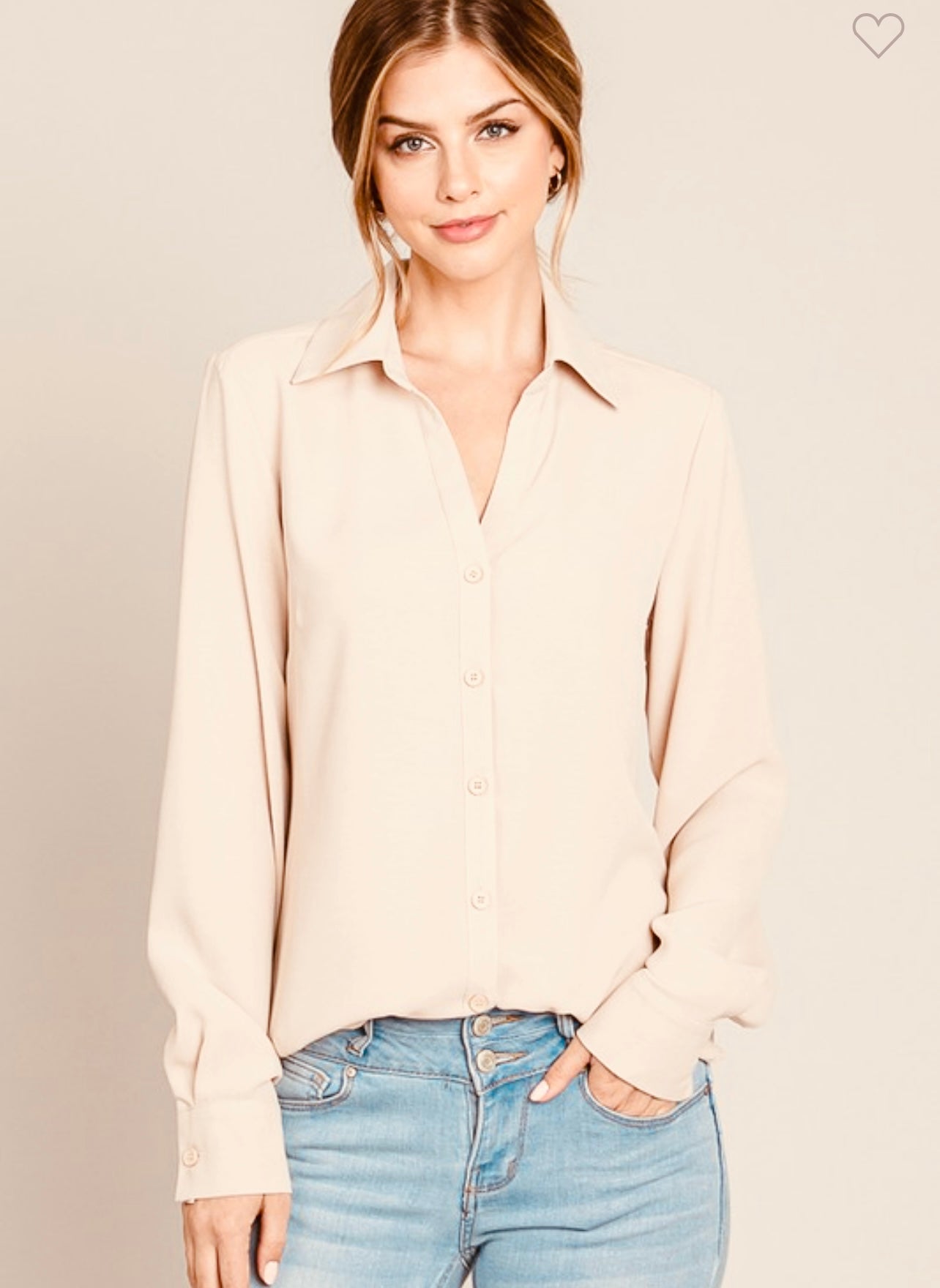 Crepe V-Neck Dress Shirt
