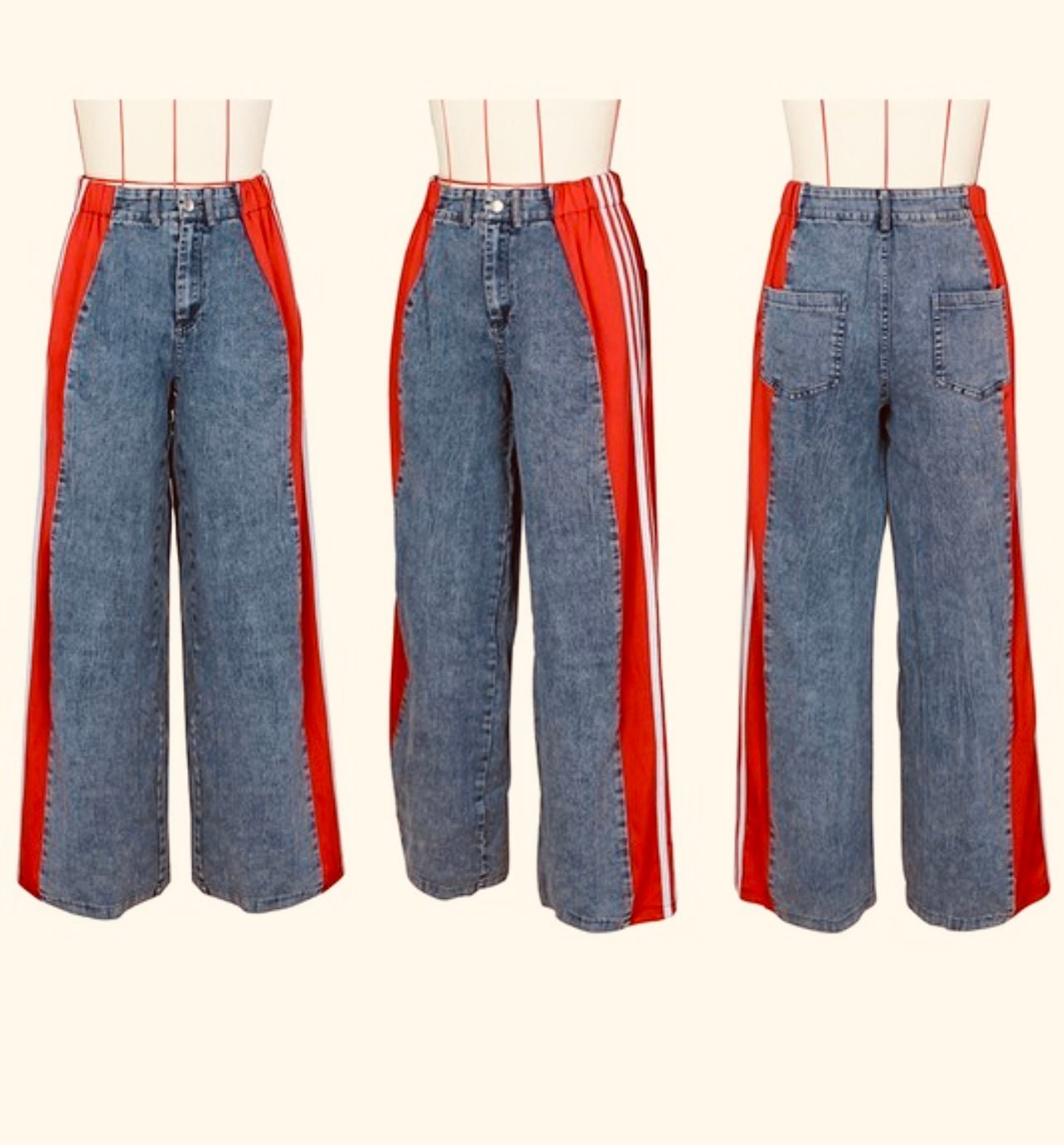 Two Tone Denim Long Pants