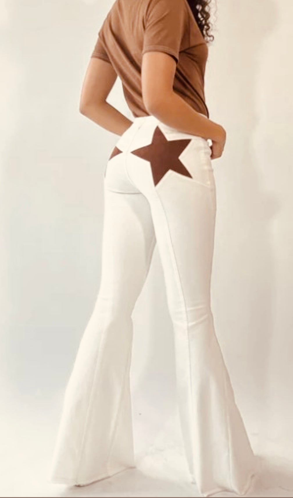 Suede Star Detailed Flared Pants