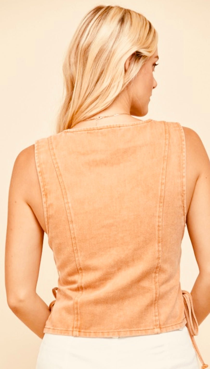 Denim Vest With Lace Up Sides