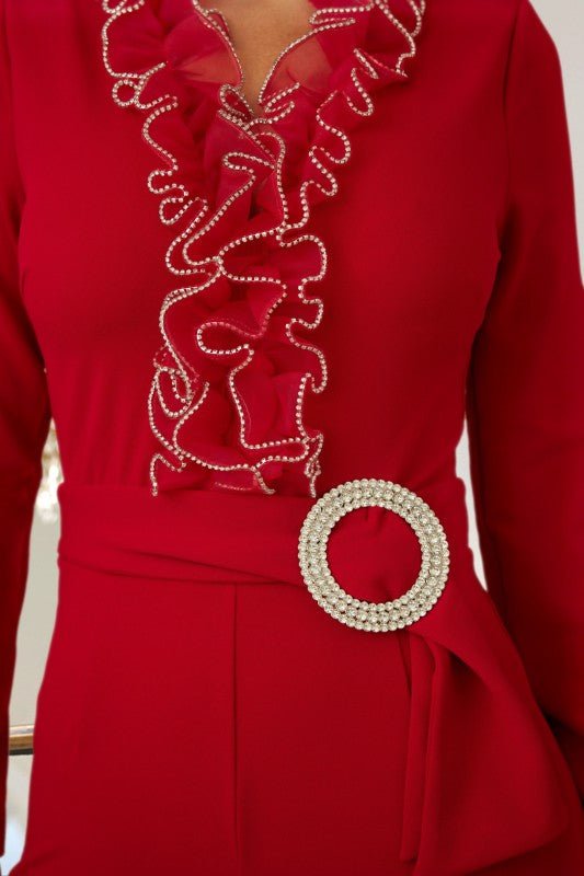 Organza Ruffle With Jewel Binding Jumpsuit