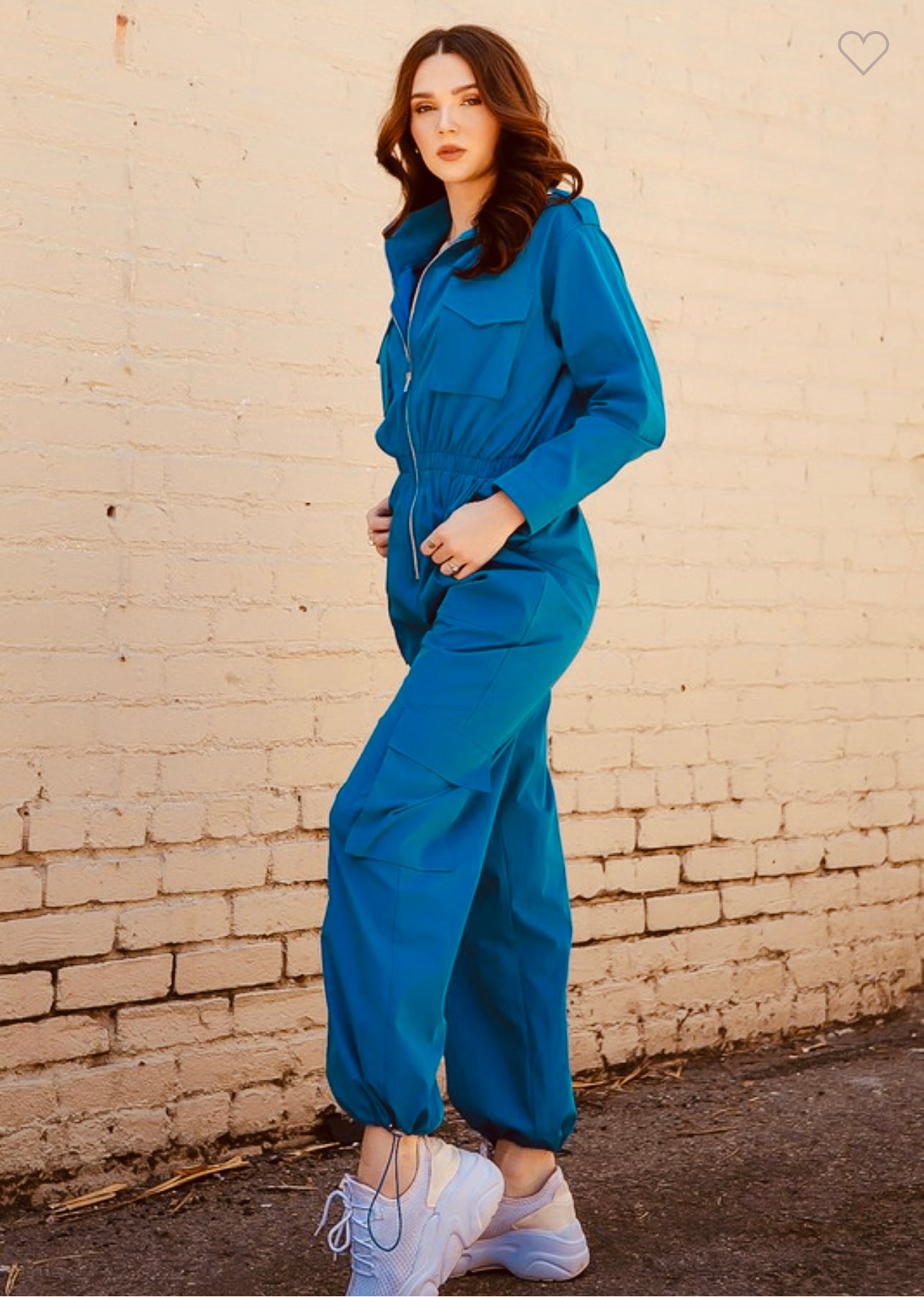 Long Sleeve High Neck Cargo Jumpsuit