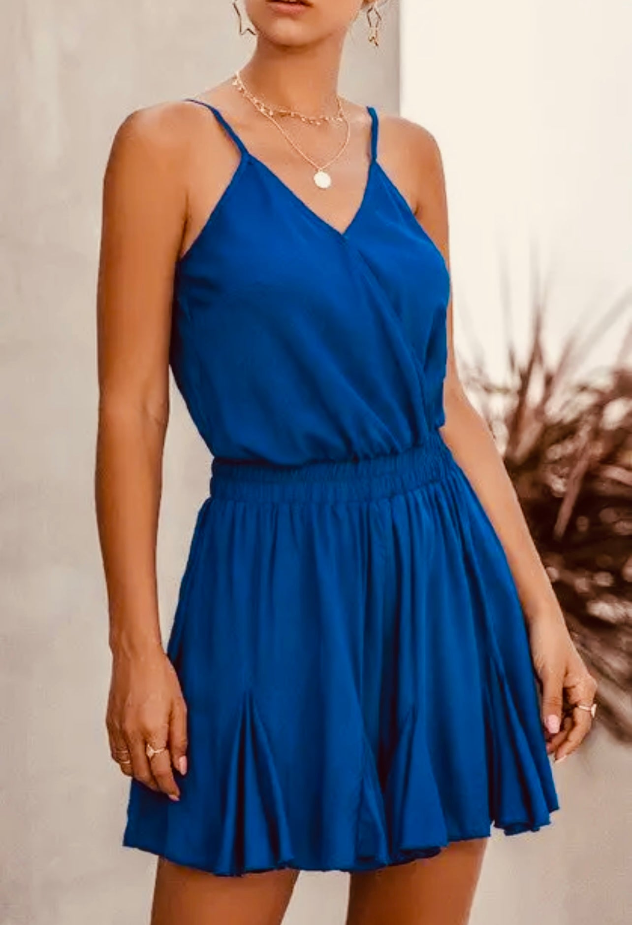 Spaghetti Strap V Neck Swing Dresses