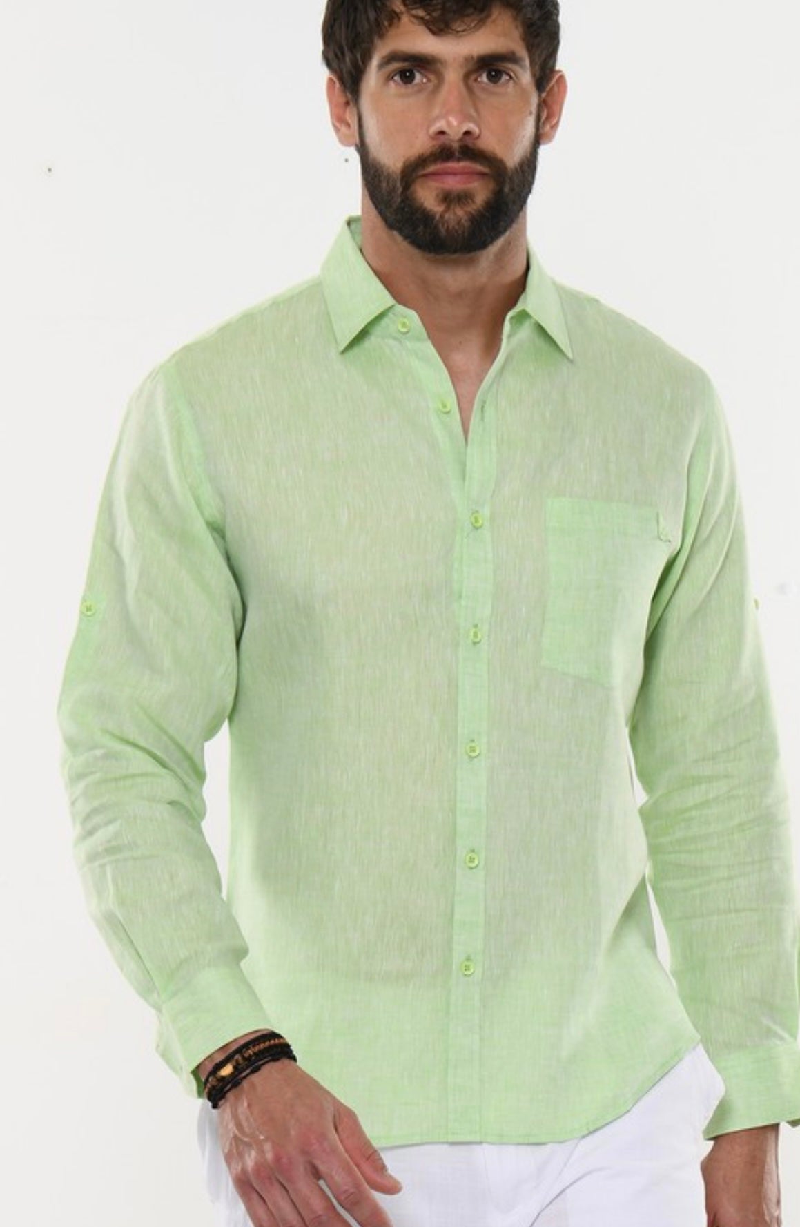 Linen Soft To The Touch Long Sleeve Roll Up Shirt