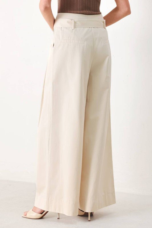 Solid Woven Wide Leg Pant