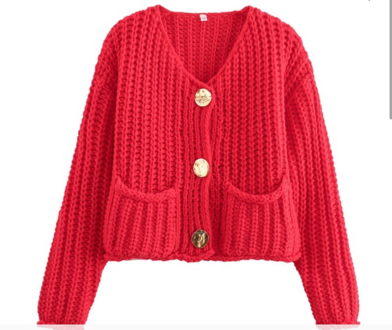 Solid Color Single- Breasted Knitted Cardigan