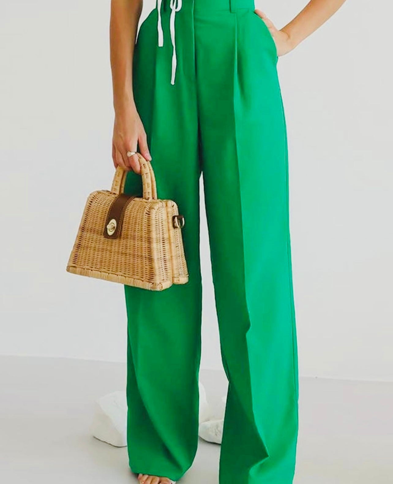 Green Trousers Straight Leg Trousers