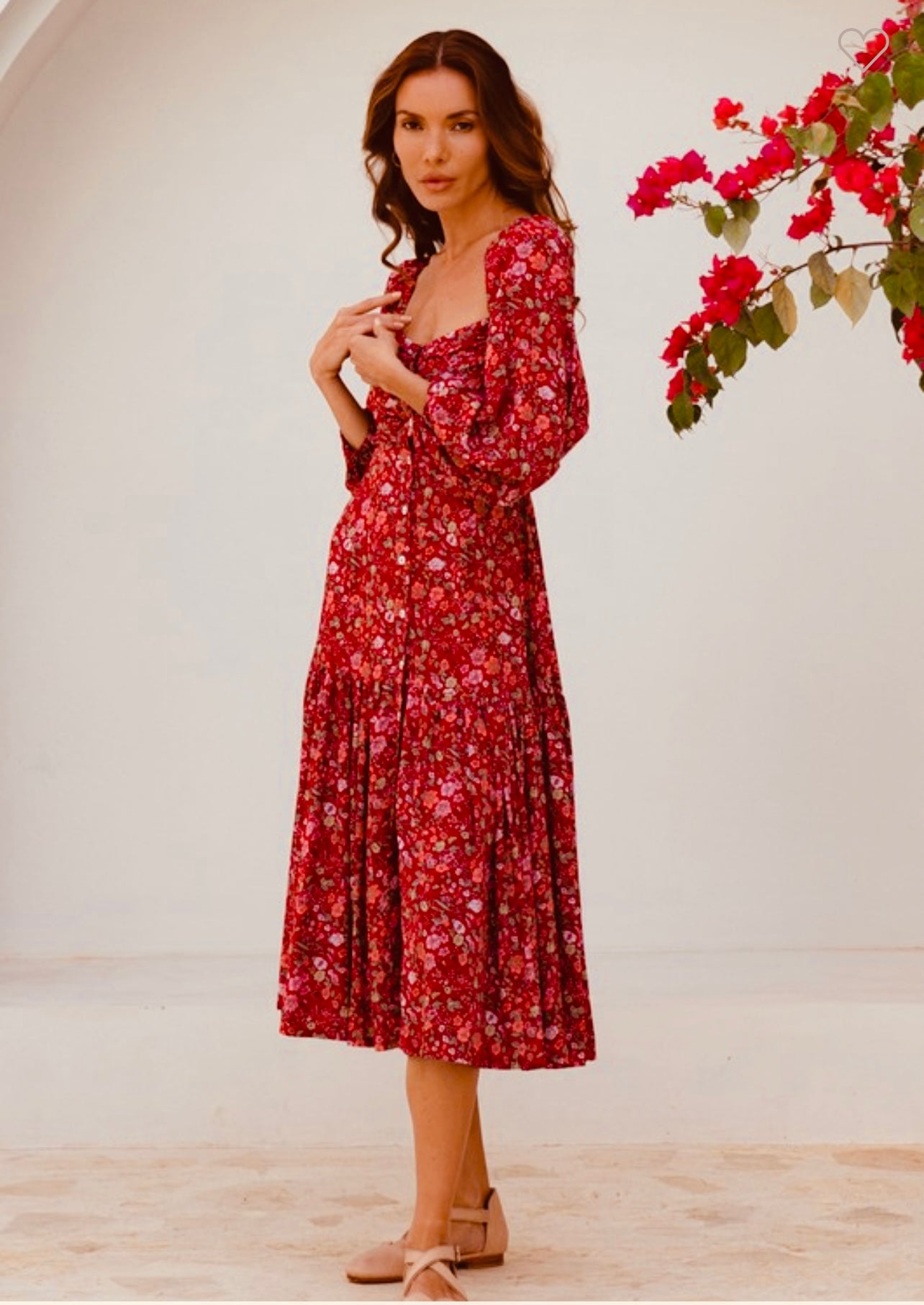 Verona Long Sleeve BottomDown Midi Dress