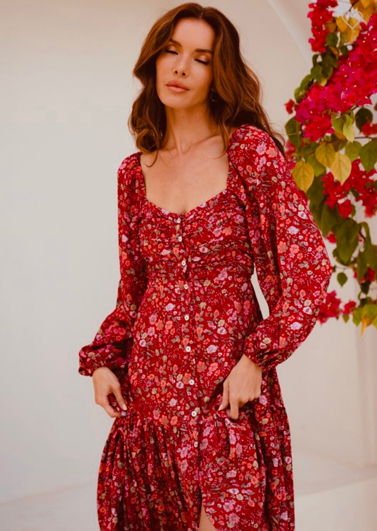 Verona Long Sleeve BottomDown Midi Dress