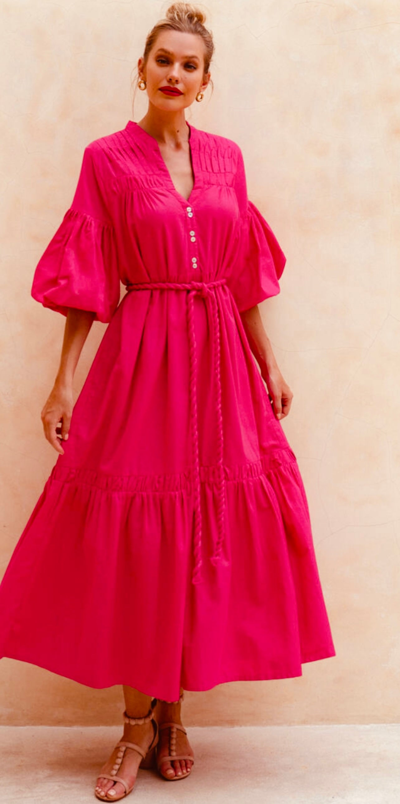 Oleana Puff Sleeve Maxi Dress