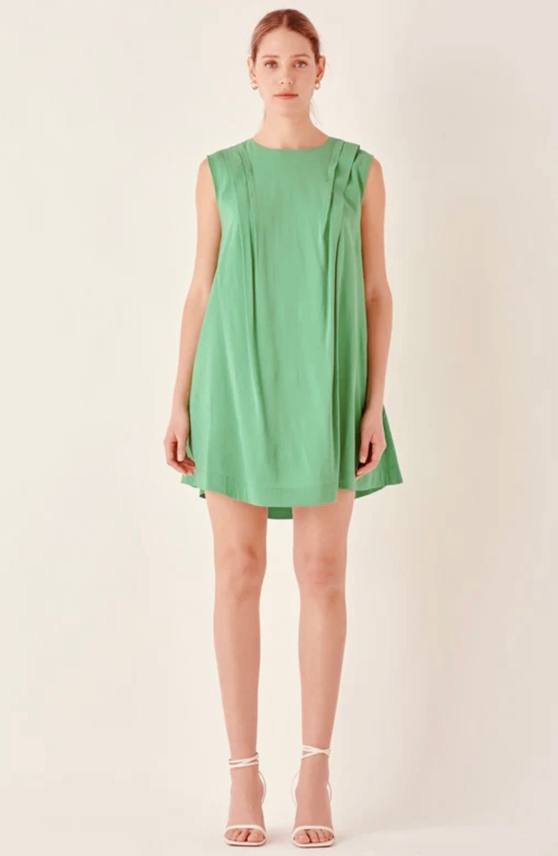 Pintuck Shoulder Belted Mini Dress
