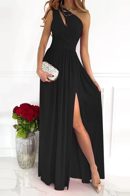Black Sleeveless High Waist Split Dress