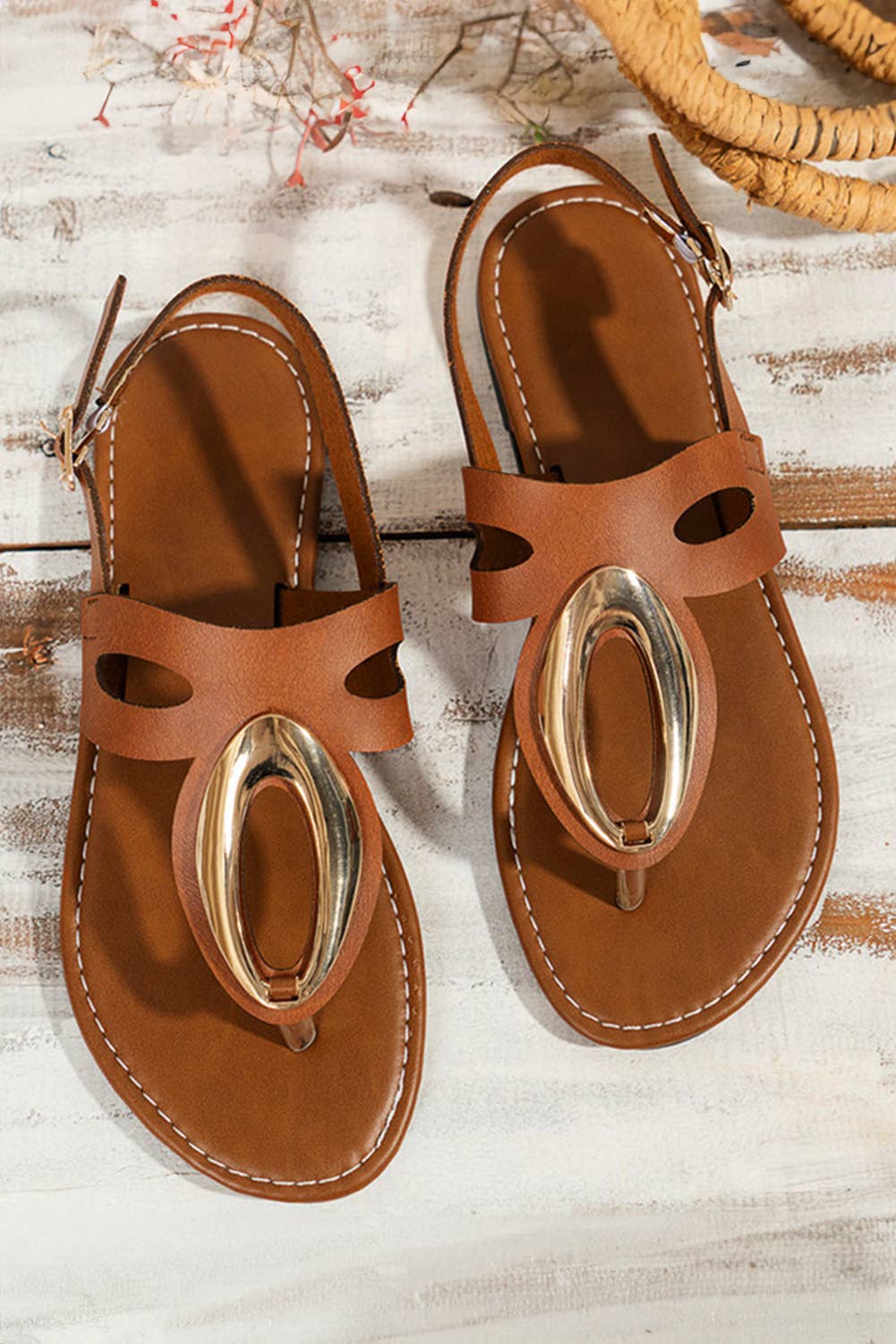 LDC Retro Hollow Out Open Toe Leather Sandals