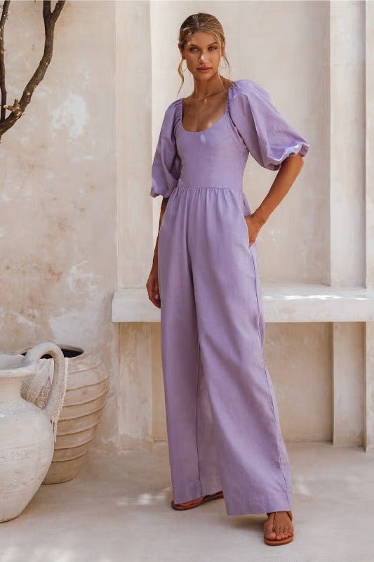 Elf Lavender Wide Leg Jumpsuit - La Femme Chic BoutiqueElf Lavender Wide Leg Jumpsuit