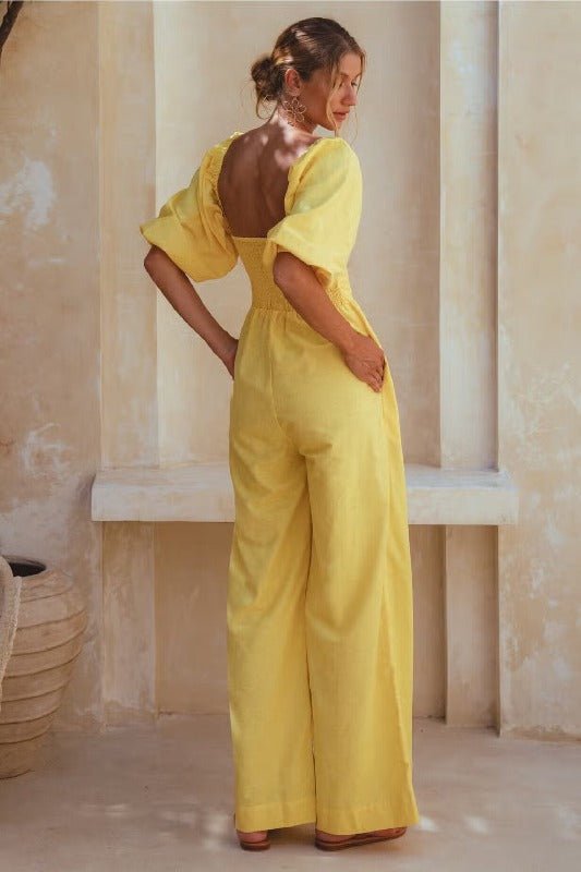 Elf Pineapple Wide Leg Jumpsuit - La Femme Chic BoutiqueElf Pineapple Wide Leg Jumpsuit