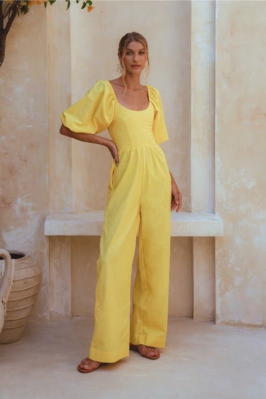 Elf Pineapple Wide Leg Jumpsuit - La Femme Chic BoutiqueElf Pineapple Wide Leg Jumpsuit