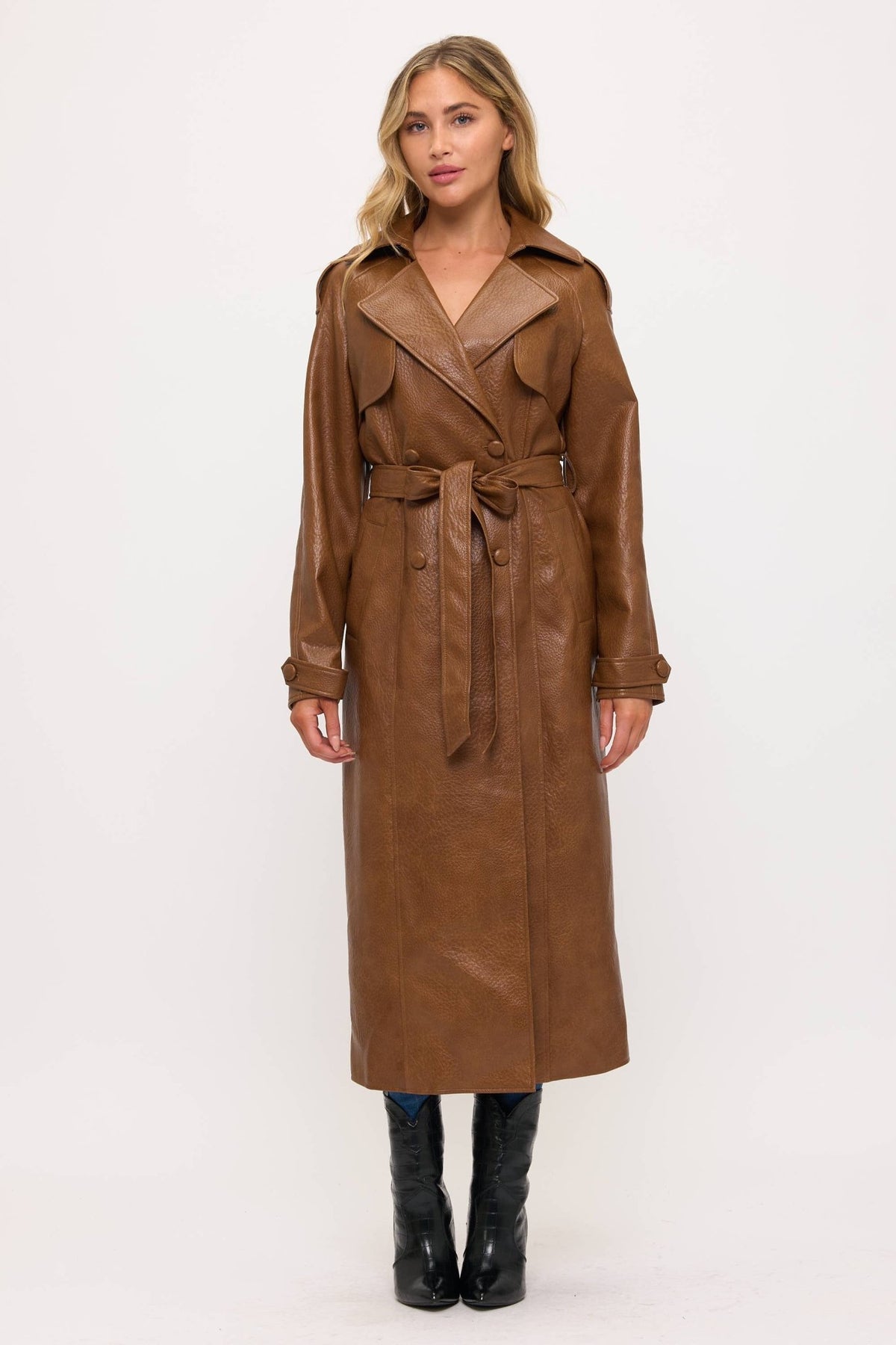 LT0165: Camden Vegan Leather Trench
