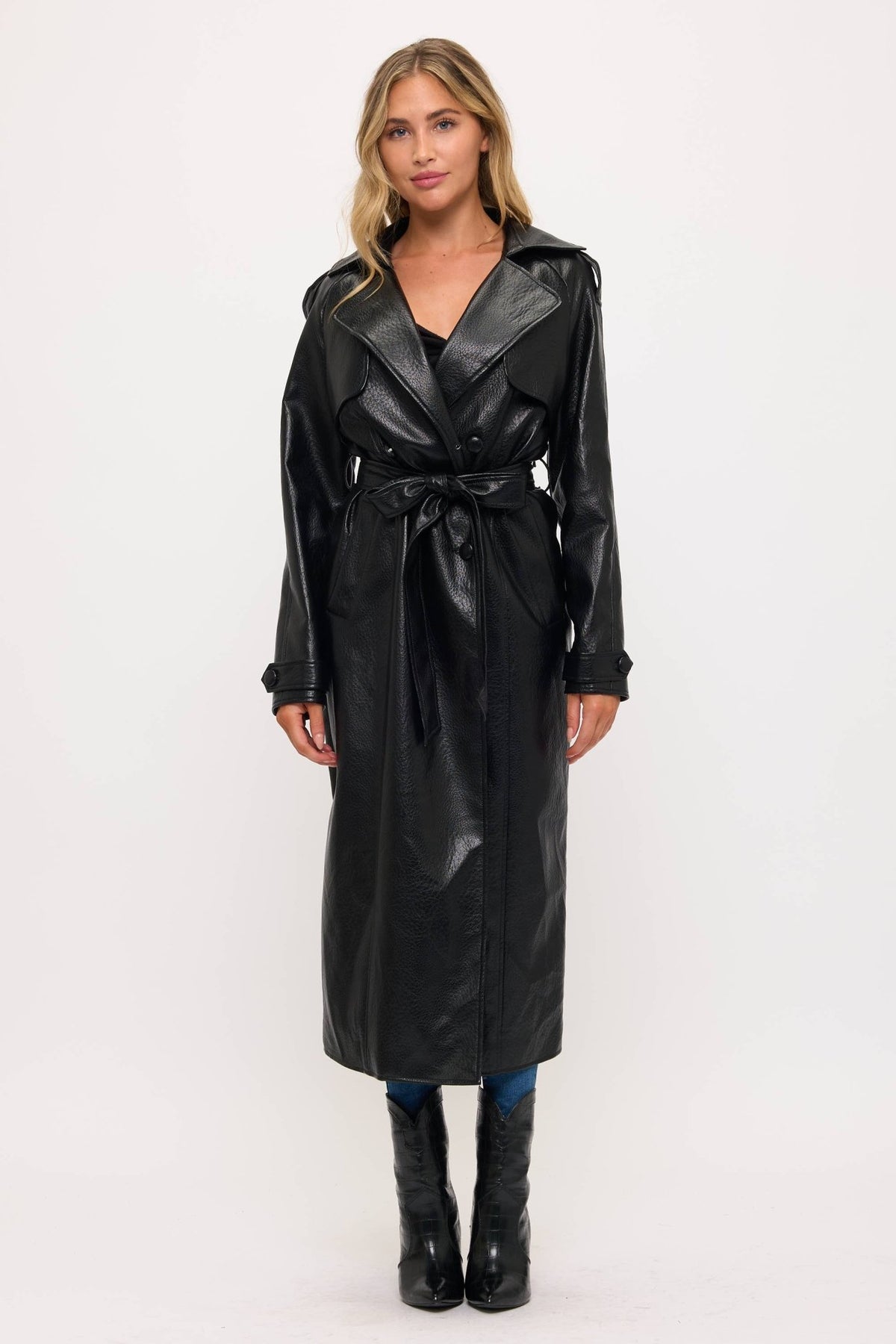 LT0165: Camden Vegan Leather Trench