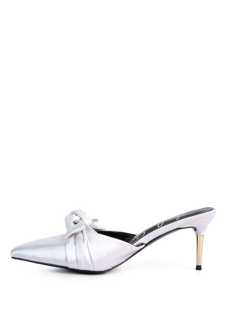 Queenie Satin High Heeled Mule Sandals
