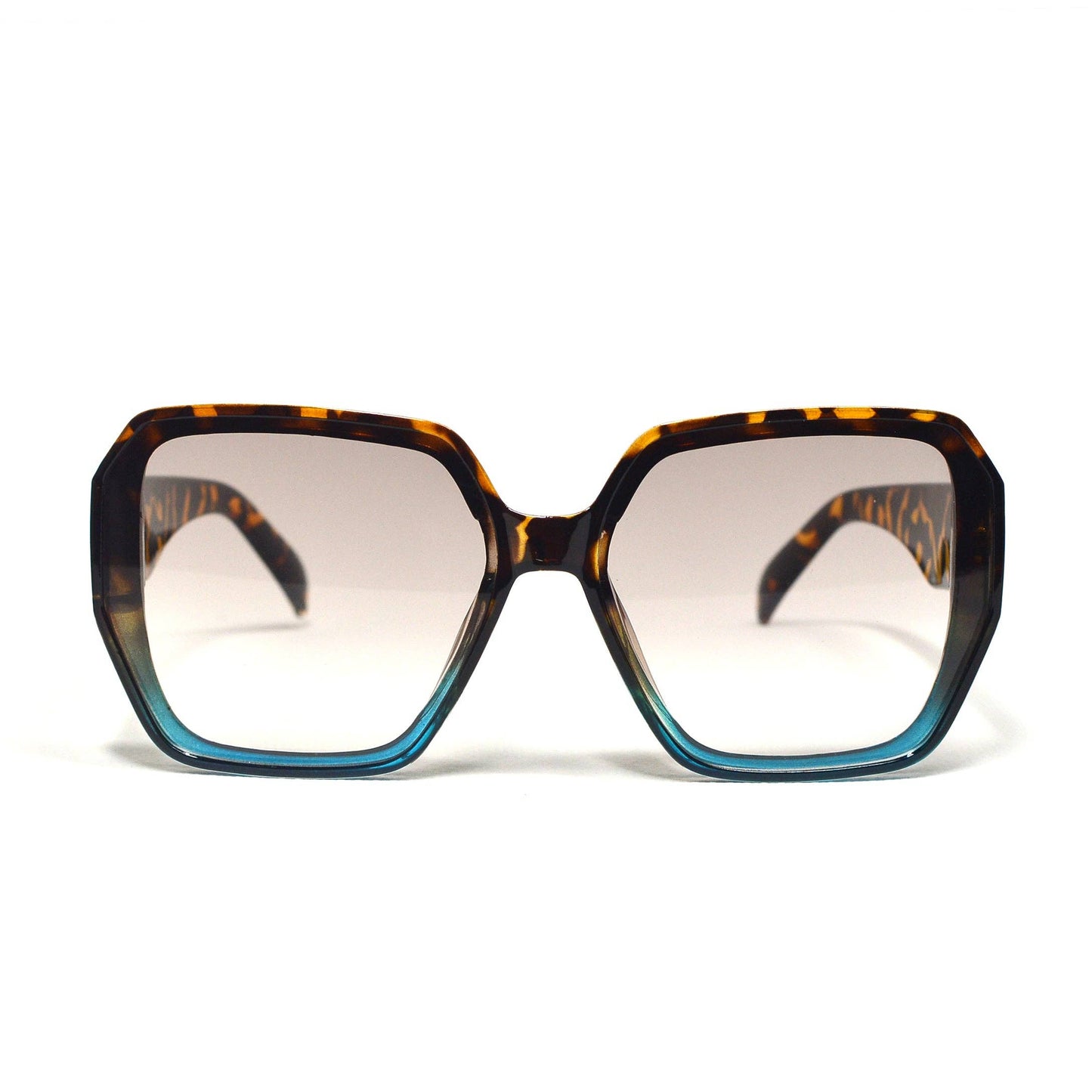 Tortoise Shell Square Sunglasses with Metallic Accent