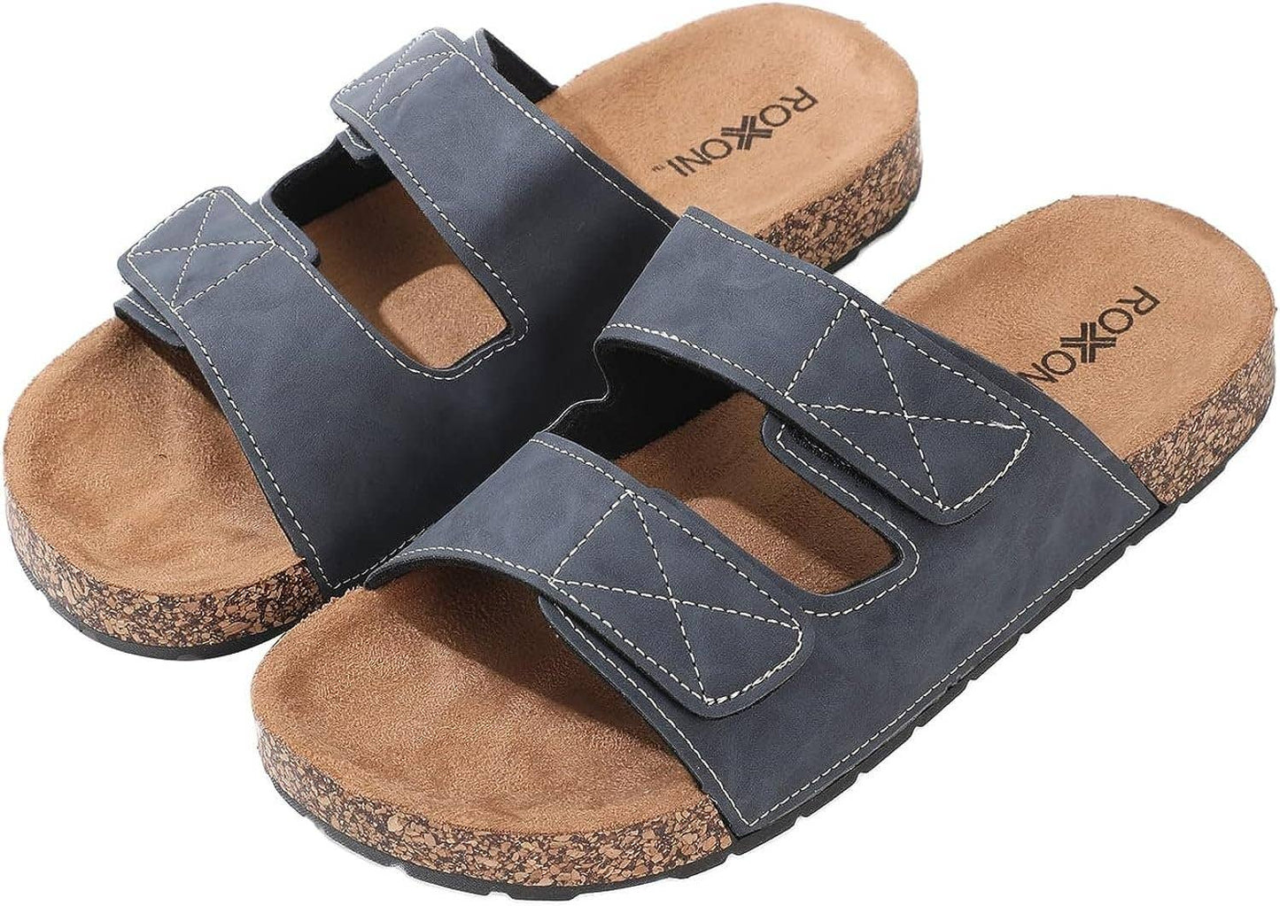 Roxoni Men's Dual Velco Straps Suede Covered Moulded Faux