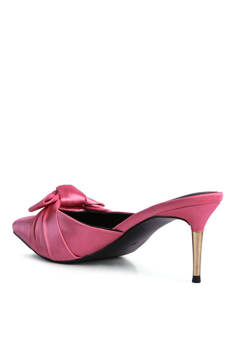 Queenie Satin High Heeled Mule Sandals