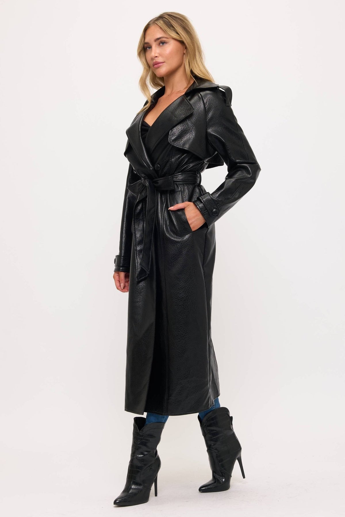LT0165: Camden Vegan Leather Trench