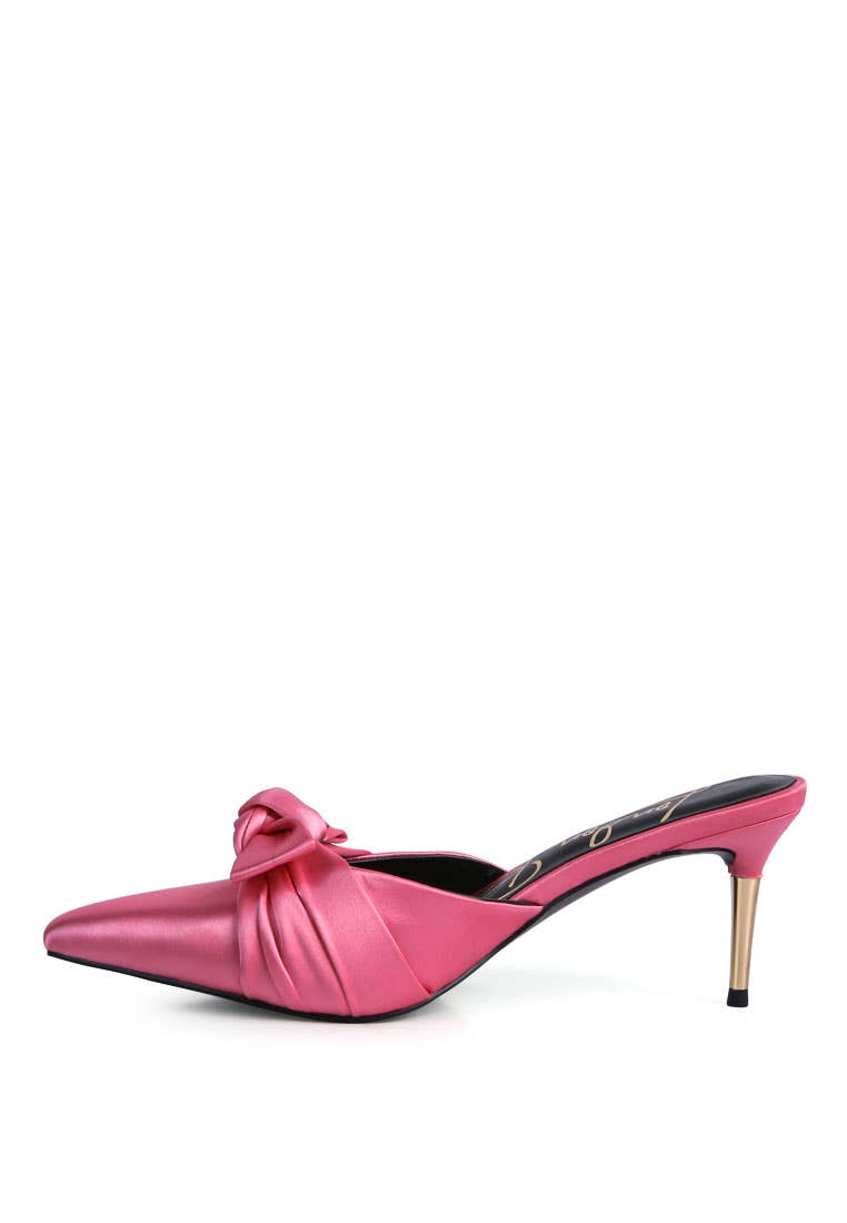 Queenie Satin High Heeled Mule Sandals