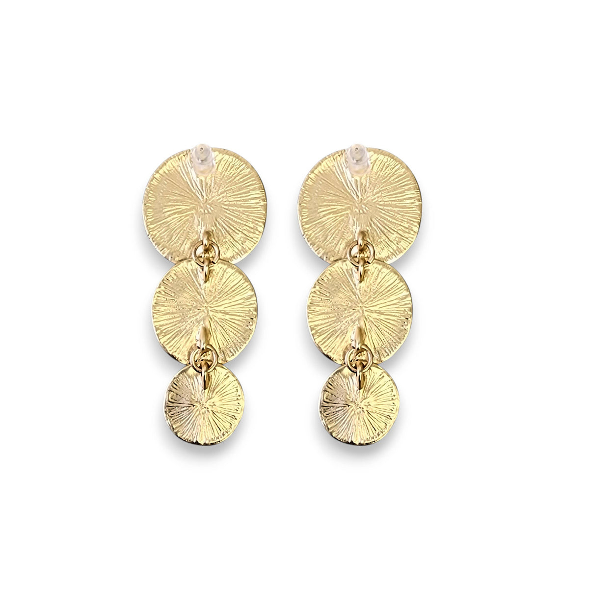 Gold Graduated Disc Statement Earrings | Handmade Jewelry