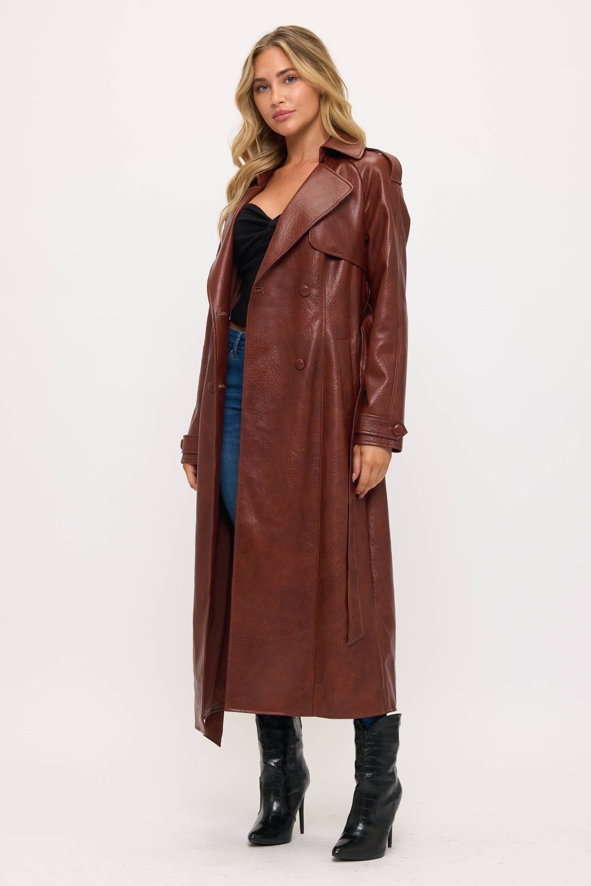 LT0165: Camden Vegan Leather Trench