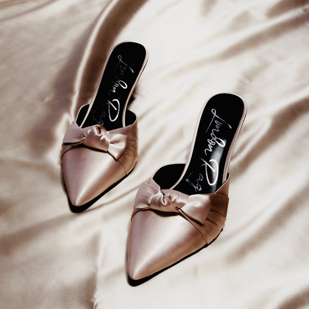 Queenie Satin High Heeled Mule Sandals
