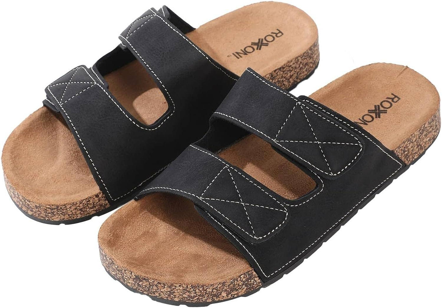 Roxoni Men's Dual Velco Straps Suede Covered Moulded Faux