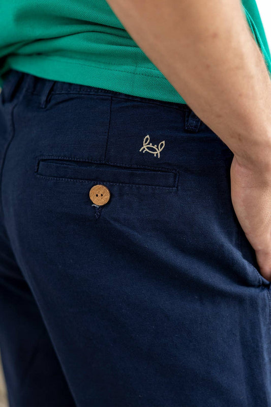 Navy Linen Bermuda