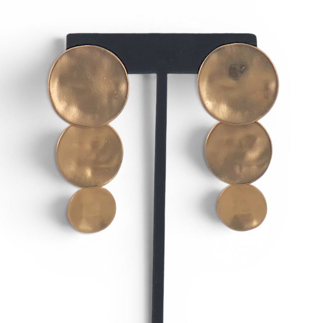 Gold Graduated Disc Statement Earrings | Handmade Jewelry