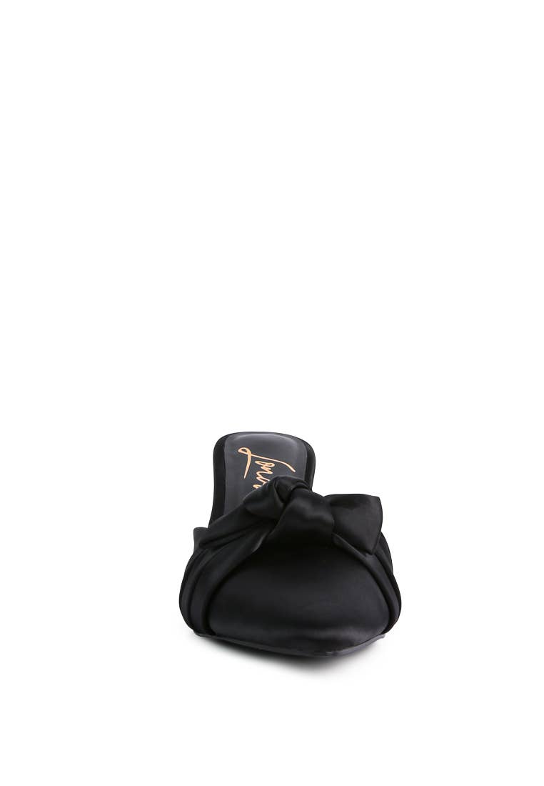 Queenie Satin High Heeled Mule Sandals