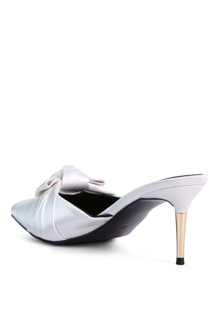 Queenie Satin High Heeled Mule Sandals
