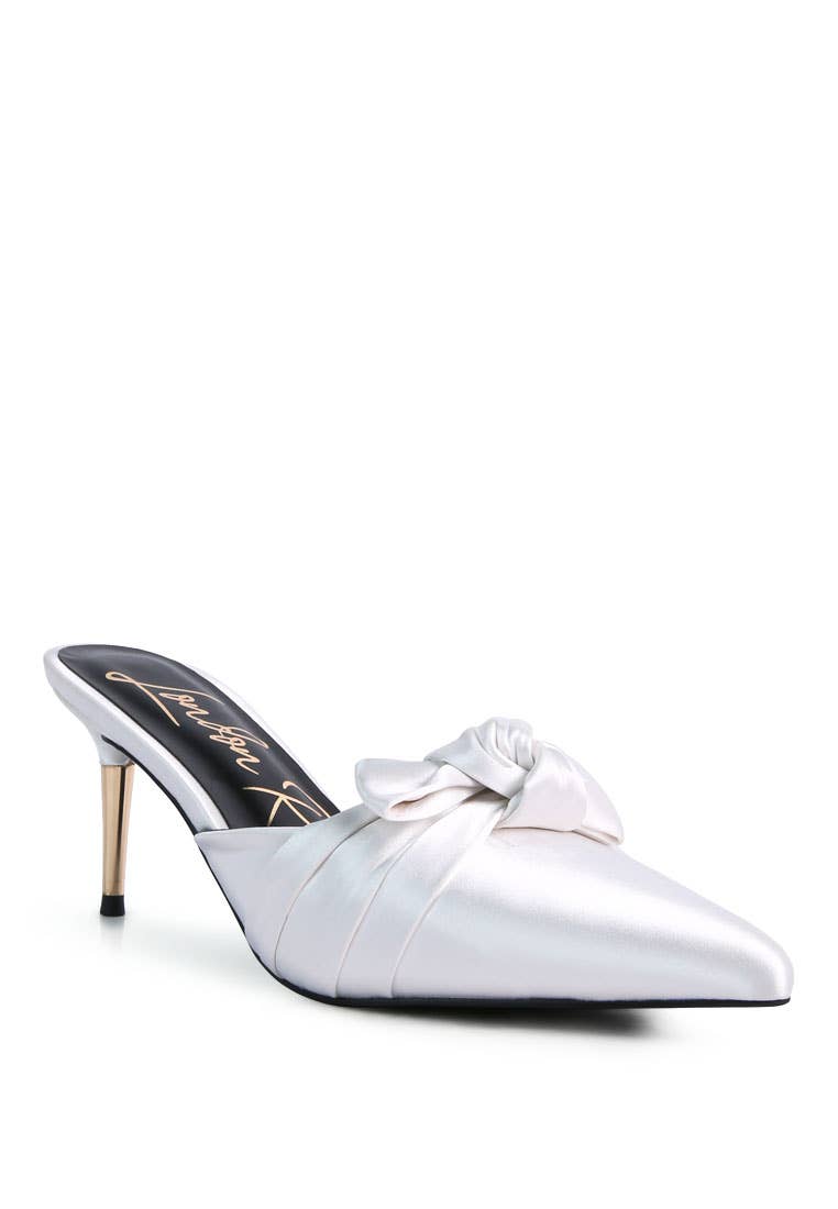 Queenie Satin High Heeled Mule Sandals